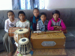 Some of the children with the new instruments
