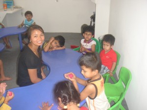 Dhanu at school with the kids