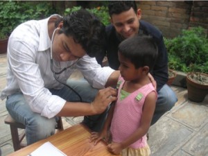 Dr Narayan making sure the children are alright