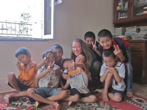 Kristen with some of the kids