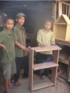 The budding carpenters show us what they have made