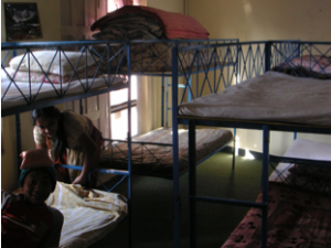 The beds all set up in the children's rooms