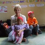 Helen with the 'bananas' (the very little children!)